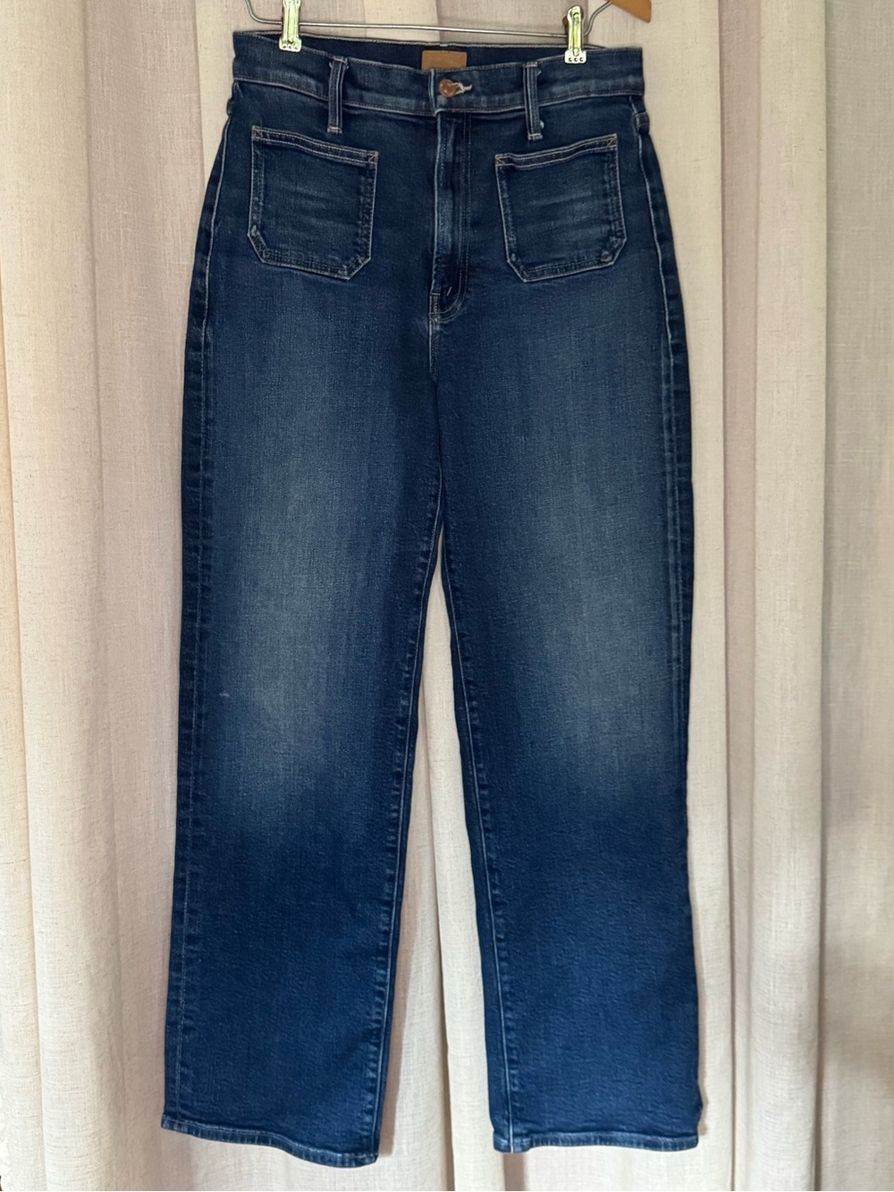 Mother Jeans Lil Patch Pocket High Rise Rambler Zip Sneak Blue Size 29